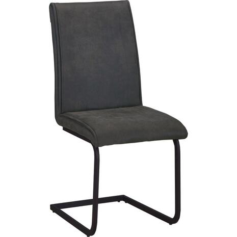 TORY Καρέκλα Τραπεζαρίας Κουζίνας, Μέταλλο Βαφή Μαύρο Ύφασμα Suede Ανθρακί (σετ 4 τεμαχίων) (ΕΜ794,1)