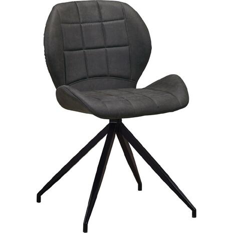 NORMA Καρέκλα Τραπεζαρίας Μέταλλο Βαφή Μαύρο, Ύφασμα Suede Ανθρακί (σετ 2 τεμαχίων) (ΕΜ792,1)