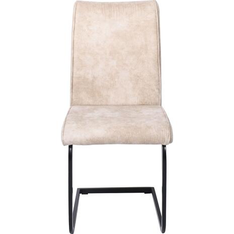 TORY Καρέκλα Τραπεζαρίας Κουζίνας, Μέταλλο Βαφή Μαύρο Ύφασμα Suede Μπεζ (σετ 4 τεμαχίων) (ΕΜ794,3)