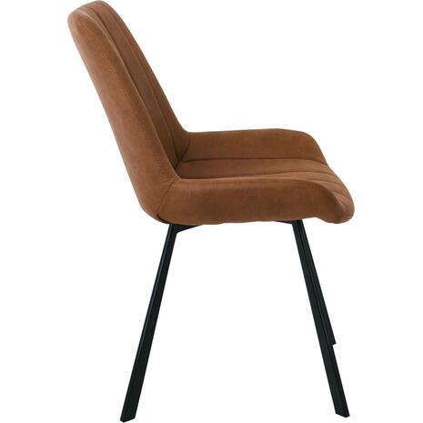 MATT Καρέκλα Τραπεζαρίας Μέταλλο Βαφή Μαύρο, Ύφασμα Suede Καφέ (σετ 4 τεμαχίων) (ΕΜ790,2)