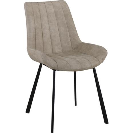 MATT Καρέκλα Τραπεζαρίας Μέταλλο Βαφή Μαύρο, Ύφασμα Suede Μπεζ (σετ 4 τεμαχίων) (ΕΜ790,3) (Μπεζ)