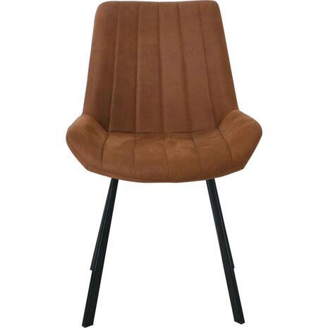 MATT Καρέκλα Τραπεζαρίας Μέταλλο Βαφή Μαύρο, Ύφασμα Suede Καφέ (σετ 4 τεμαχίων) (ΕΜ790,2)