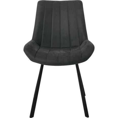 MATT Καρέκλα Τραπεζαρίας Μέταλλο Βαφή Μαύρο, Ύφασμα Suede Ανθρακί (σετ 4 τεμαχίων) (ΕΜ790,1)