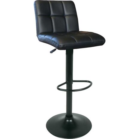 LINO Σκαμπό BAR με Πλάτη, Μέταλλο Βαφή Μαύρο, PU Μαύρο, Ρύθμιση Ύψους, Περιστρεφόμενο (σετ 2 τεμαχίων) (ΕΜ412,1Μ)