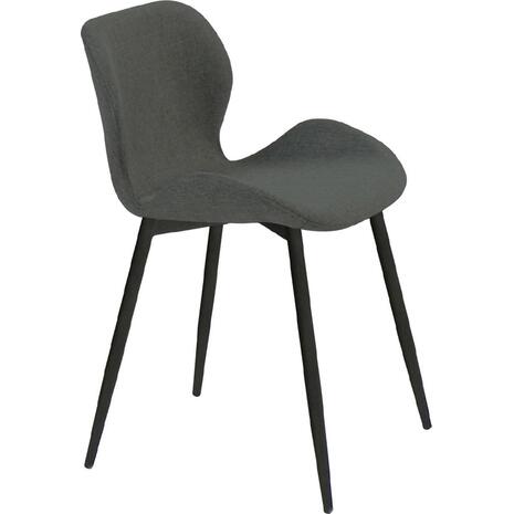 LILIAN Καρέκλα Τραπεζαρίας Μέταλλο Βαφή Μαύρο, Ύφασμα Σκούρο Γκρι (σετ 4 τεμαχίων) (ΕΜ766,4Μ)