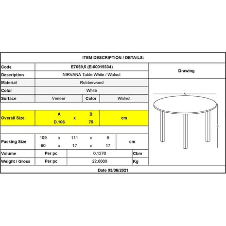 NIRVANA Τραπέζι Ροτόντα Τραπεζαρίας-Κουζίνας, Άσπρο - Καρυδί (Ε7059,5)