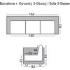 BARCELONA τ. Καναπές Σαλονιού Καθιστικού 3Θέσιος Inox - Pu Άσπρο (Ε968,31)