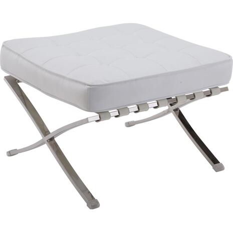 BARCELONA τ. Σκαμπό - Υποπόδιο, Βάση Inox, Pu Άσπρο (Ε968,01)