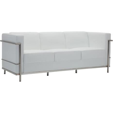 GENOVA Καναπές Σαλονιού Καθιστικού 3Θέσιος, Inox Pu Άσπρο (Ε947,31)