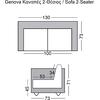 GENOVA Καναπές Σαλονιού Καθιστικού 2Θέσιος, Inox - Pu Άσπρο (Ε947,21)