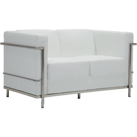 GENOVA Καναπές Σαλονιού Καθιστικού 2Θέσιος, Inox - Pu Άσπρο (Ε947,21)