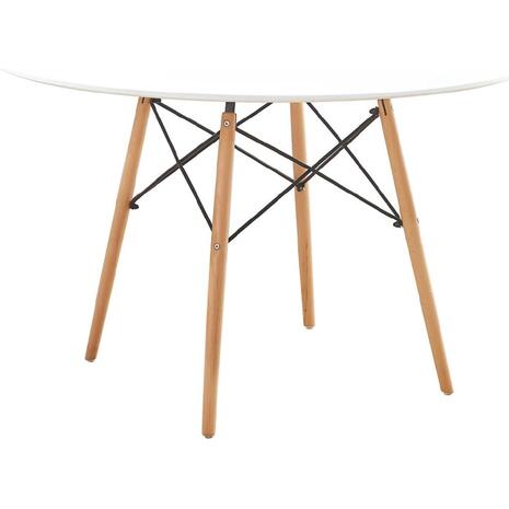 ART Wood Τραπέζι Ροτόντα Τραπεζαρίας-Κουζίνας, Πόδια Οξιά Φυσικό, Επιφ.MDF Άσπρο (Ε7084,1)