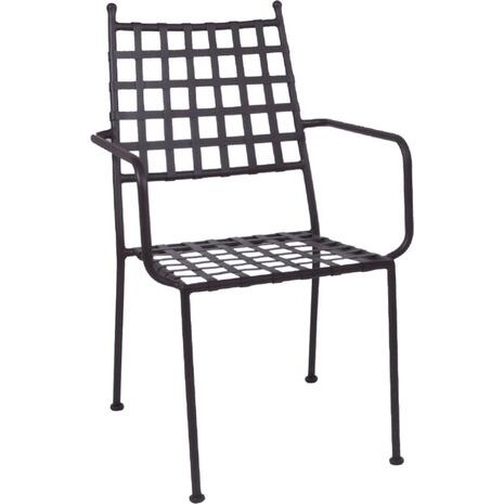 PATON Πολυθρόνα Κήπου Βεράντας, Μέταλλο Βαφή Sand Brown Mesh - Στοιβαζόμενη (Ε5143)