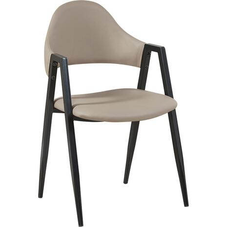 DELTA Πολυθρόνα Μέταλλο Βαφή Μαύρο, Pu Cappuccino (σετ 2 τεμαχίων) (ΕΜ1301,2)