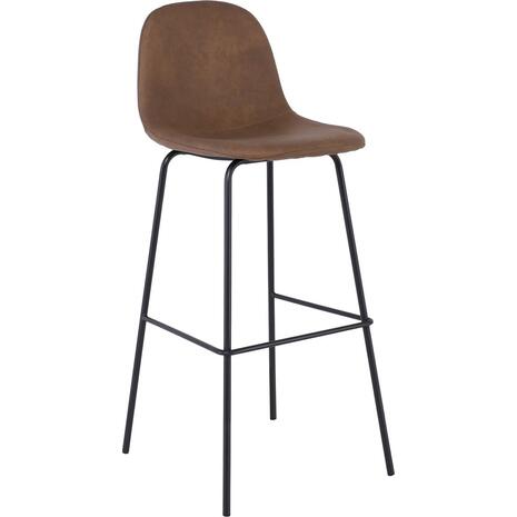 CELINA Σκαμπό BAR με Πλάτη, Μέταλλο Βαφή Μαύρο, Ύφασμα Suede Απόχρωση Καφέ (σετ 4 τεμαχίων) (ΕΜ901,9)