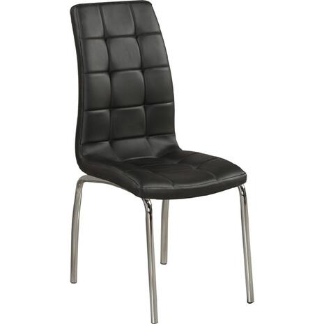 MELVA Καρέκλα Τραπεζαρίας - Κουζίνας, Μέταλλο Χρώμιο, PU Μαύρο (σετ 4 τεμαχίων) (ΕΜ942,1)