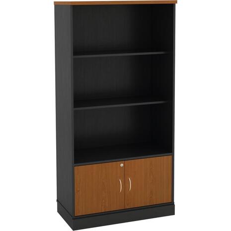 ΒΙΒΛΙΟΘΗΚΗ-Α Γραφείου, 3 Ράφια - Ντουλάπι Δίφυλλο, Απόχρωση Dark Grey - Cherry (ΕΟ124,7)