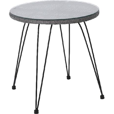 SALSA Τραπέζι Μέταλλο Βαφή Μαύρο, Wicker Γκρι (Ε244,Τ1)