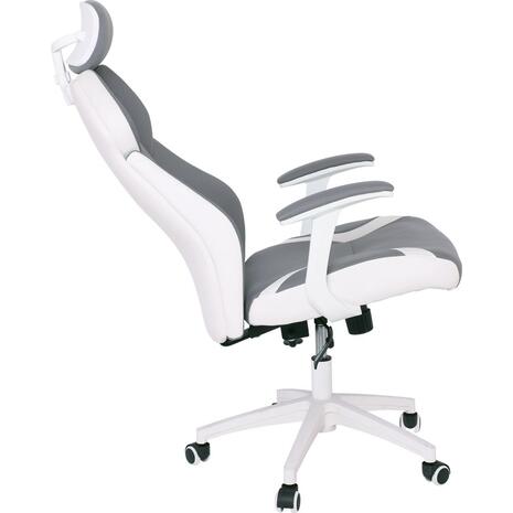 BF8300 Πολυθρόνα Γραφείου Διευθυντή, Microfiber Γκρι PU Άσπρο (ΕΟ587,2) (Γκρι)