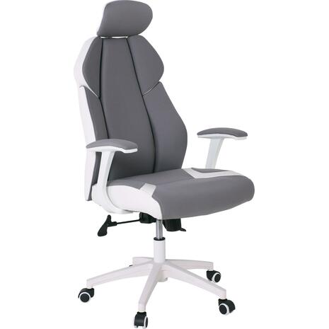 BF8300 Πολυθρόνα Γραφείου Διευθυντή, Microfiber Γκρι PU Άσπρο (ΕΟ587,2) (Γκρι)