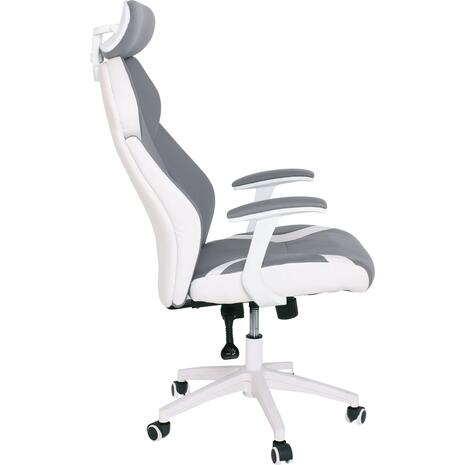 BF8300 Πολυθρόνα Γραφείου Διευθυντή, Microfiber Γκρι PU Άσπρο (ΕΟ587,2) (Γκρι)