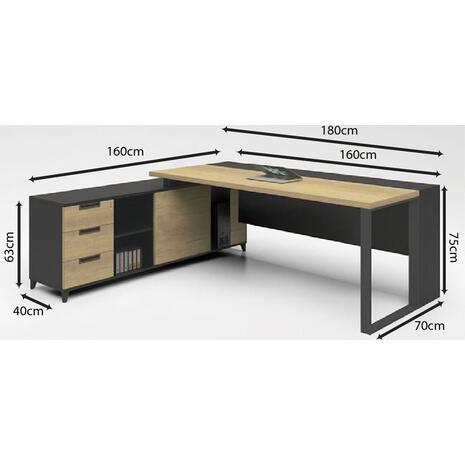 PROJECT Γραφείο Αναστρέψιμη Γωνία, Απόχρωση Sonoma - Γκρι (ΕΟ910) (Γκρι)