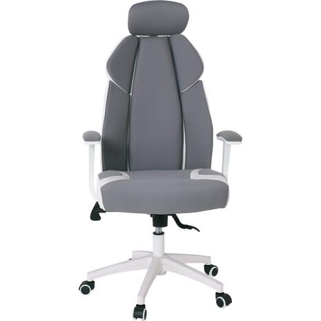 BF8300 Πολυθρόνα Γραφείου Διευθυντή, Microfiber Γκρι PU Άσπρο (ΕΟ587,2) (Γκρι)