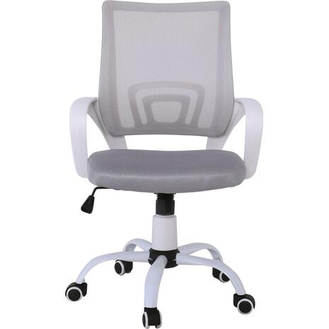 BF2101-S Πολυθρόνα-Pro Γραφείου με Ανάκλιση, Βάση Μέταλλο Βαφή Άσπρο, Γκρι Mesh (ΕΟ254,1S) (Γκρι)