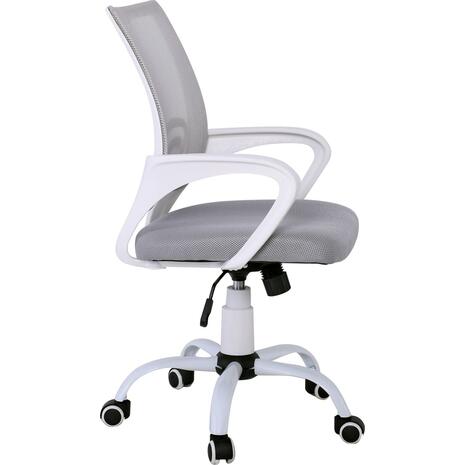 BF2101-S Πολυθρόνα-Pro Γραφείου με Ανάκλιση, Βάση Μέταλλο Βαφή Άσπρο, Γκρι Mesh (ΕΟ254,1S) (Γκρι)