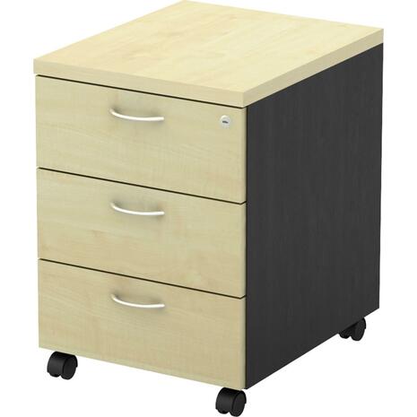 ΣΥΡΤΑΡΙΕΡΑ Τροχήλατη, Με 3 συρτάρια, Απόχρωση Dark Grey - Beech (ΕΟ994) (Dark Grey/Beech)