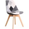 MARTIN Καρέκλα Ξύλο PP, Ύφασμα Patchwork Black & White (σετ 4 τεμαχίων) (ΕΜ136,81) (Διάφορα χρώματα)