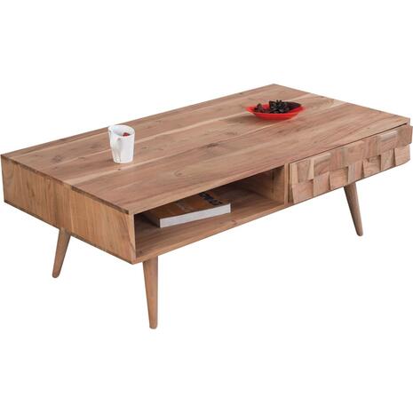 TEKA Τραπεζάκι Σαλονιού Καθιστικού με 2 Συρτάρια, Ξύλο Ακακία Φυσικό (ΕΑ7046)