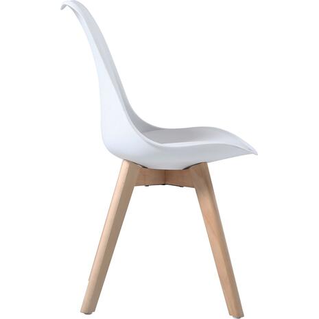 MARTIN Καρέκλα Τραπεζαρίας Κουζίνας, Metal Cross Ξύλο, PP Άσπρο, Αμοντάριστη Ταπετσαρία (σετ 4 τεμαχίων) (ΕΜ136,10W) (Λευκό)