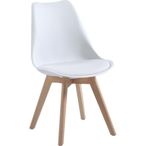 MARTIN Καρέκλα Τραπεζαρίας Κουζίνας, Metal Cross Ξύλο, PP Άσπρο, Αμοντάριστη Ταπετσαρία (σετ 4 τεμαχίων) (ΕΜ136,10W) (Λευκό)