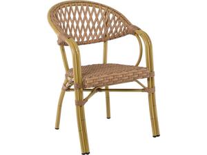 VEGERA Rattan Πολυθρόνα Dining Αλουμίνιο Φυσικό, Wicker Φυσικό, Στοιβαζόμενη (Ε2580)