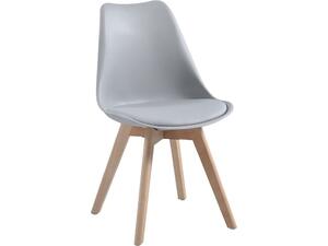 MARTIN Καρέκλα Τραπεζαρίας Κουζίνας, Metal Cross Ξύλο, PP Γκρι, Αμοντάριστη Ταπετσαρία (σετ 4 τεμαχίων) (ΕΜ136,40W)