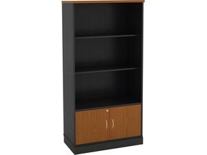 ΒΙΒΛΙΟΘΗΚΗ-Α Γραφείου, 3 Ράφια - Ντουλάπι Δίφυλλο, Απόχρωση Dark Grey - Cherry (ΕΟ124,7)