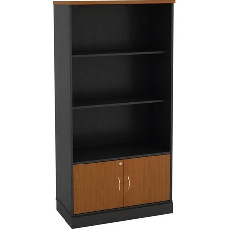 ΒΙΒΛΙΟΘΗΚΗ-Α Γραφείου, 3 Ράφια - Ντουλάπι Δίφυλλο, Απόχρωση Dark Grey - Cherry (ΕΟ124,7)