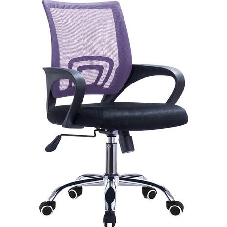 BF2101-F Πολυθρόνα Γραφείου με Ανάκλιση, Μέταλλο Χρώμιο Mesh Μωβ - Μαύρο (ΕΟ254,21F) (Μωβ)