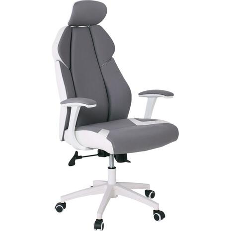 BF8300 Πολυθρόνα Γραφείου Διευθυντή, Microfiber Γκρι PU Άσπρο (ΕΟ587,2) (Γκρι)