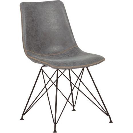 PANTON Καρέκλα Μέταλλο Βαφή Μαύρη, PU Vintage Grey (σετ 4 τεμαχίων) (ΕΜ777,1)