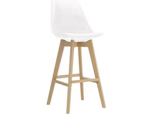 MARTIN Σκαμπό BAR Οξιά Φυσικό, PP-Pu Άσπρο, Μονταρισμένη Ταπετσαρία (σετ 4 τεμαχίων) (ΕΜ147,1)