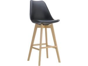 MARTIN Σκαμπό BAR Οξιά Φυσικό, PP-Pu Μαύρο, Μονταρισμένη Ταπετσαρία (σετ 4 τεμαχίων) (ΕΜ147,2)