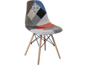 ART Wood Καρέκλα Τραπεζαρίας, Πόδια Οξιά, Κάθισμα PP με Ύφασμα Patchwork (σετ 4 τεμαχίων) (ΕΜ123,8)