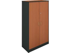 ΝΤΟΥΛΑΠΑ-Α Γραφείου Δίφυλλη, 4 Ράφια, Απόχρωση Dark Grey - Cherry (ΕΟ124,5)