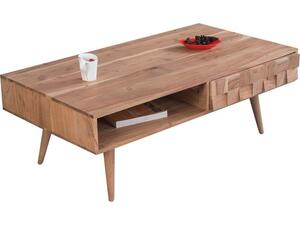 TEKA Τραπεζάκι Σαλονιού Καθιστικού με 2 Συρτάρια, Ξύλο Ακακία Φυσικό (ΕΑ7046)