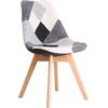 MARTIN Καρέκλα Ξύλο PP, Ύφασμα Patchwork Black & White (σετ 4 τεμαχίων) (ΕΜ136,81) (Διάφορα χρώματα)