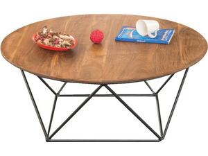 MOVVA Τραπεζάκι Σαλονιού Καθιστικού, Μέταλλο Βαφή Μαύρο, Ξύλο Ακακία Φυσικό (ΕΑ7053)