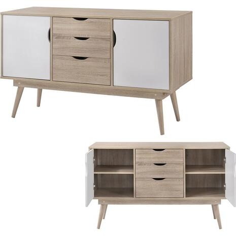 ALIDA Μπουφές Τραπεζαρίας Σαλονιού Απόχρωση Sonoma - Άσπρο (Ε7345,2)