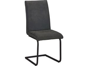 TORY Καρέκλα Τραπεζαρίας Κουζίνας, Μέταλλο Βαφή Μαύρο Ύφασμα Suede Ανθρακί (σετ 4 τεμαχίων) (ΕΜ794,1)